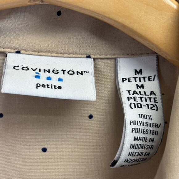 Vintage Covington Petite Womens Career Classic Polka Dot Blouse Size MP Neutral - Picture 3 of 6